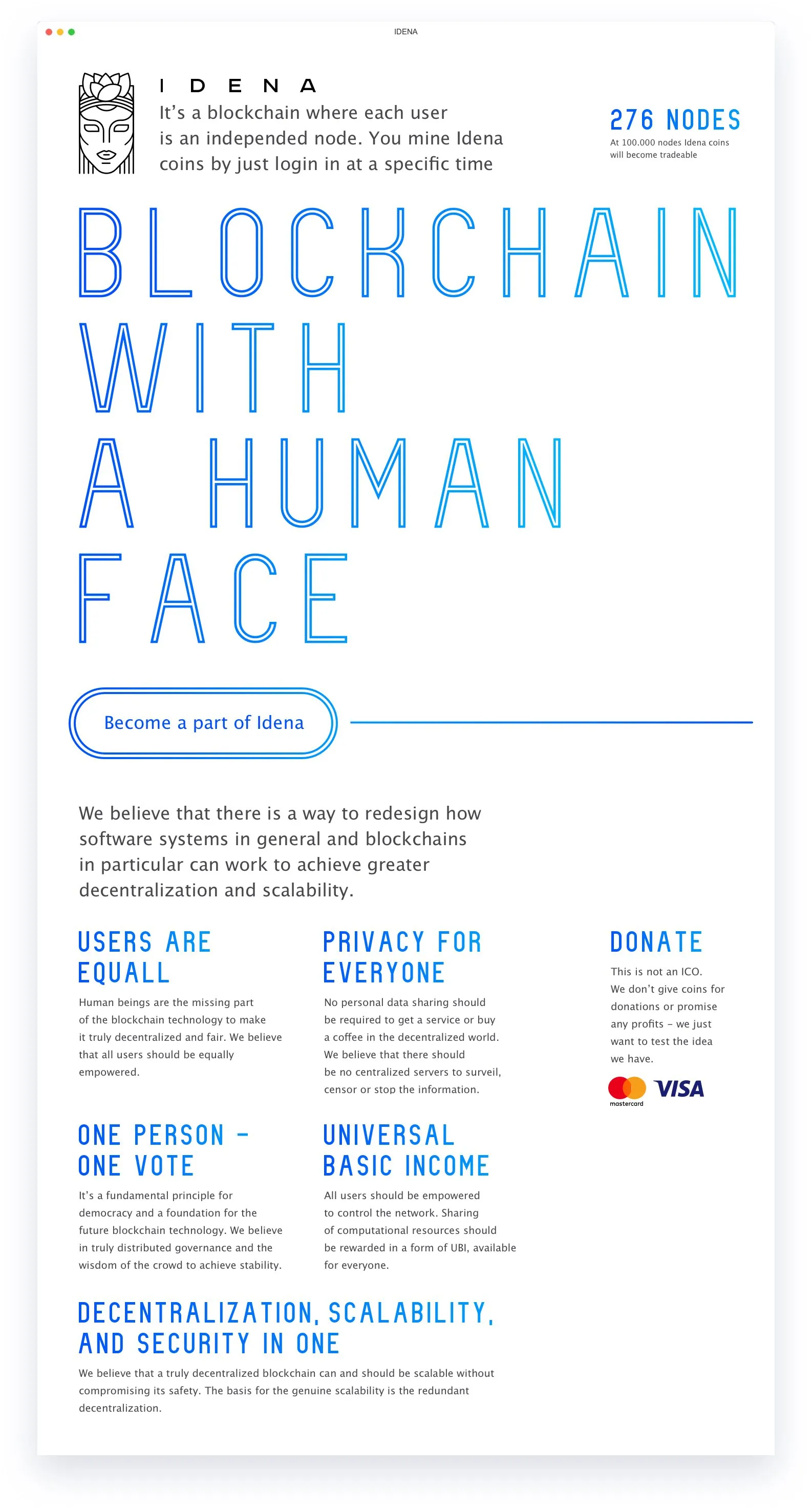 Idena poster: blockchain with a human face